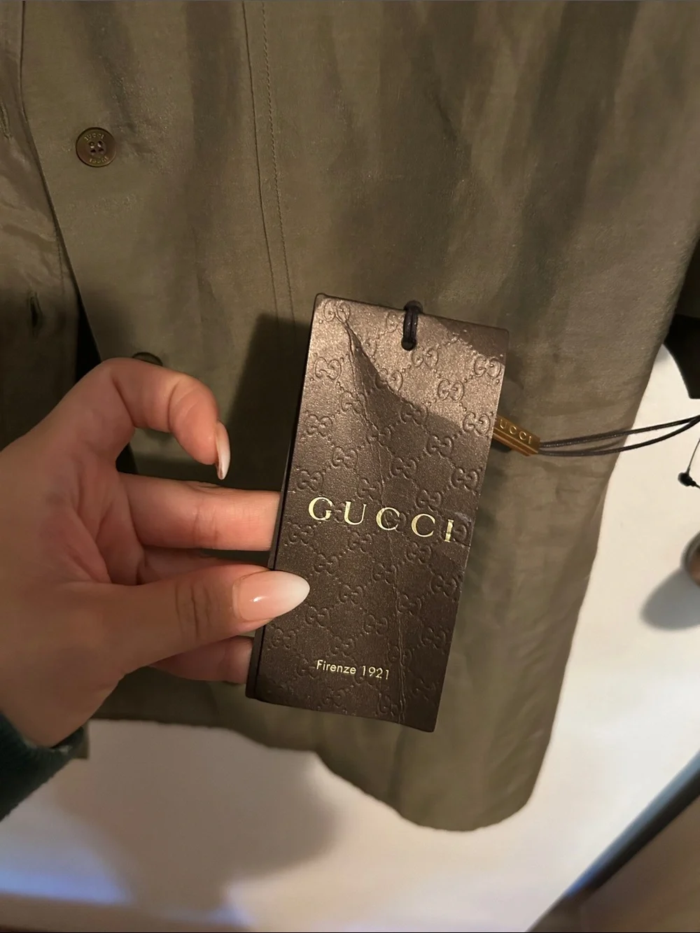 Gucci Olive Short-Sleeve Button Front Shirt Jacket